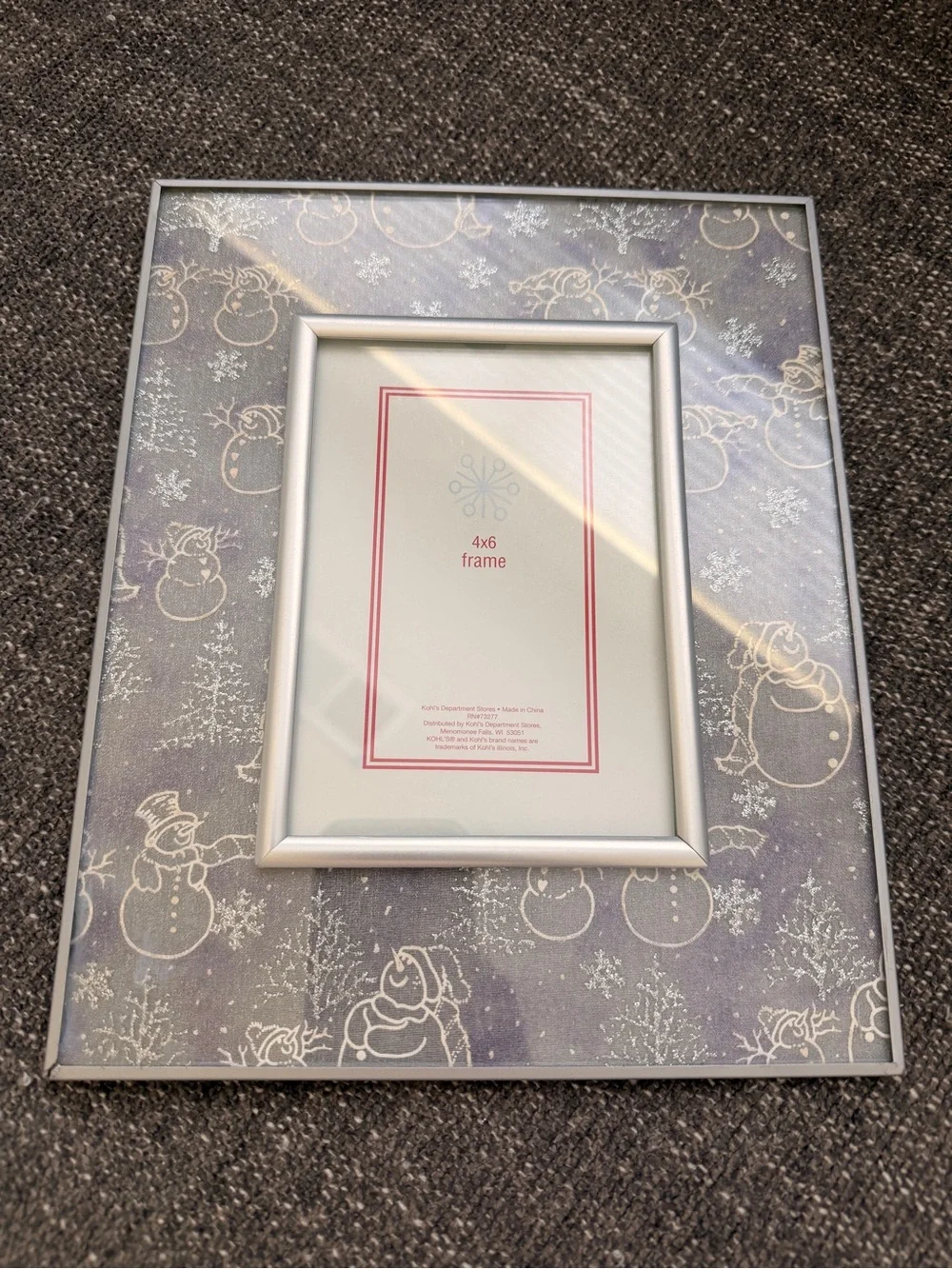 4x6 (8x10) Snowman Pattern Silver Photo Frame - White/Silver
